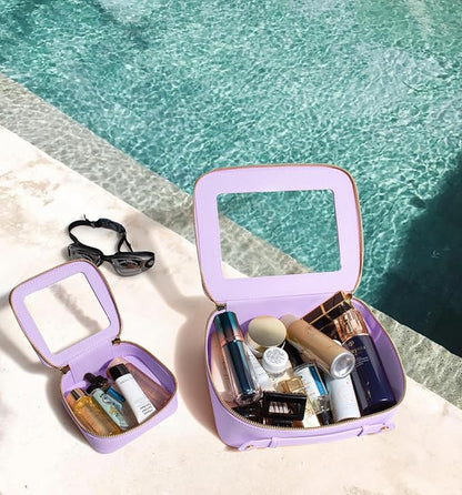 Travel Clear Makeup Bag Set, TSA Approved Cosmetic Bag Case with Zipper Portable Makeup Pouch Toiletry Bag Women Traveling Cosmetic Organizer Storage Bag Car Organizer Car Essentials for Women