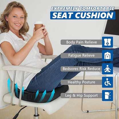 Seat Cushion for Office Chair, Tailbone & Sciatica Pain Relive, Butt Donut Pillow for Long Sitting Hours with Washable Cover, Soft Foam Cushion for Car, Wheelchair, Airplane, Truck (Black)