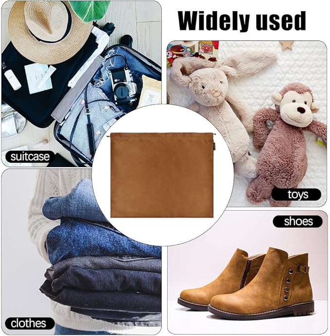 10 Pack Dust Bags for Purses and Handbags, Silk Dust Cover Storage Bag with Drawstring Travel Storage Pouch for Handbag Purse Shoes Boots (Brown, 19.6 × 15.7 in)