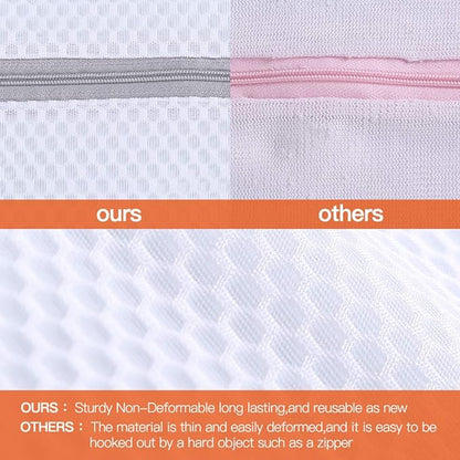 Kimmama Laundry Mesh Wash Bags, Lingerie Bags for Washing Delicates, Mesh Laundry Bags for Washing Machine, White Net, Grey Zipper, 2XL, 2L & 1M