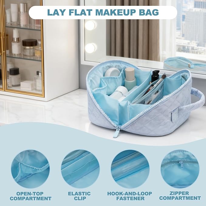 Makeup Bag,Quilted Puffer Cosmetic Bags,Travel Toiletry Bag for Women,Large Capacity Waterproof Make up Bag Set