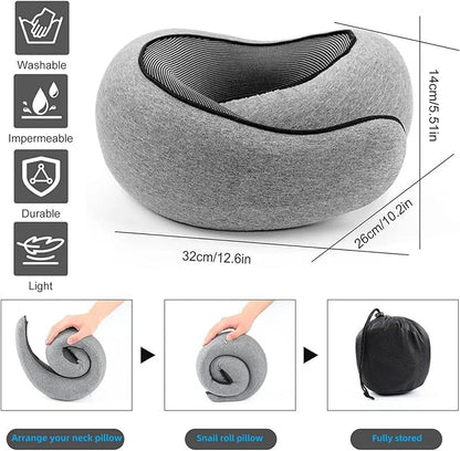 Travel Neck Pillows for Airplanes, 360° Head Support Sleep for Long Flight, Skin-Friendly & Breathable, Kit with 3D Contoured Eye Mask and Earplugs, 100% Pure Memory Foam Full Neck Surround Pillows