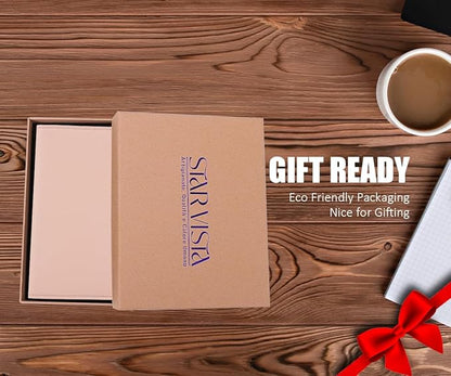 STAR VISTA Albatross Leather Travel Passport Holder, Minimalist Design, Calfskin Leather Case for Women and Men - Slim Passport Wallet, Bifold, RFID Blocking, with AirTag Holder, Pale Pink