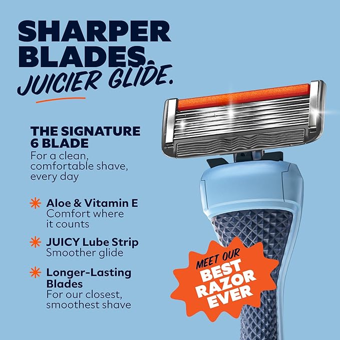 Dollar Shave Club | Travel Shave Set | 4 Extra Close Refill Cartridges, 1 Handle (Blue), 1 Razor Cover