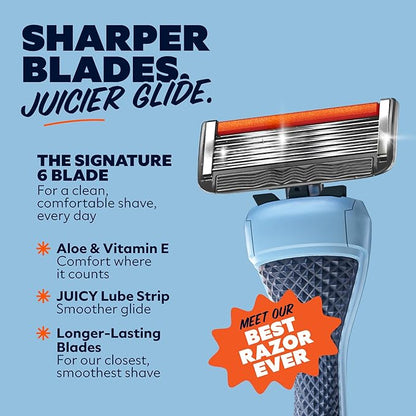 Dollar Shave Club | Travel Shave Set | 4 Extra Close Refill Cartridges, 1 Handle (Blue), 1 Razor Cover