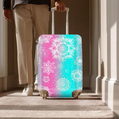 Gradient Mandala Luggage Cover Suitcase Protector Washable Anti Scratch Protective Sleeve Travel Accessories Baggage Covers Fits 22-24 Inch Suitcase Wraps and Covers for Luggage Essentials
