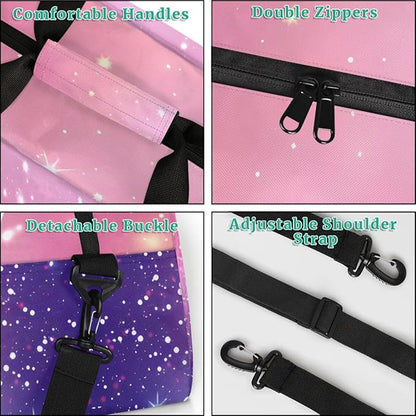 Personalized Kids Sports Duffel Bag with Name Custom Weekender Overnight Bag for Boys Girls Gym Bag Travel Dance Gymnastics Duffel Bag, Pink Purple Glitter