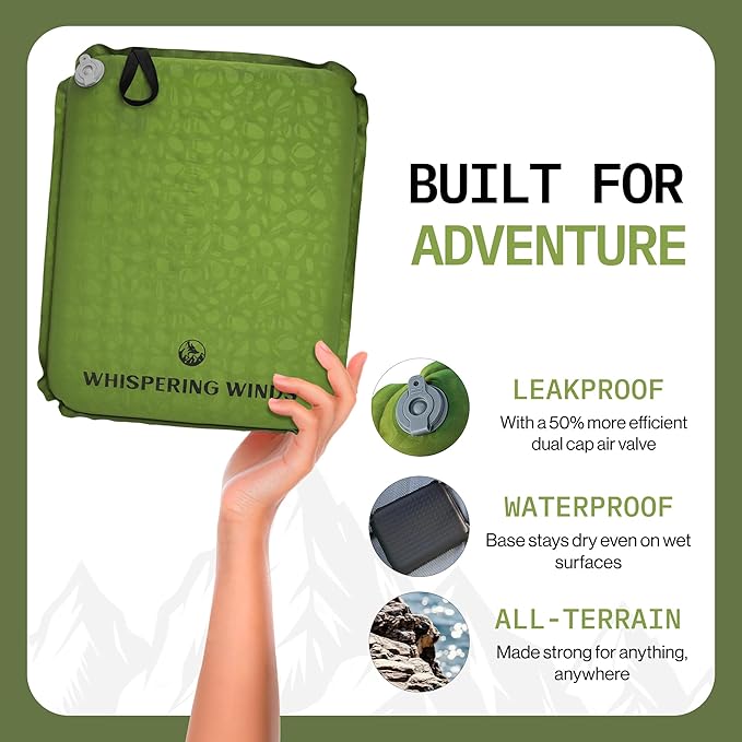 Whispering Winds Inflatable Seat Cushion - Comfortable Blow-up Foam Pad for Airplane, Travel, Stadium, Outdoors, Camping, Car & More