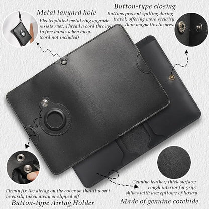 Leather Passport Holder for Travel - Passport Wallets with AirTag Slot, 5 Card Slots & Secure Button Closure, Durable Passport Cover for Men & Women - Crazy Horse Leather(5.9'' x 4.13'')