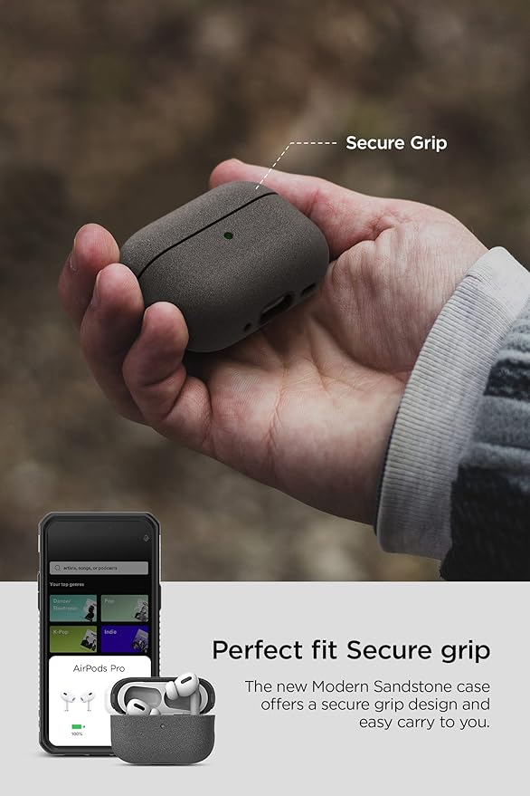 VRS Design Modern for Apple Airpods Pro 2nd Generation & 1st Generation Case (2023/2022/2019) (Sand Stone) [US Patent Registered]