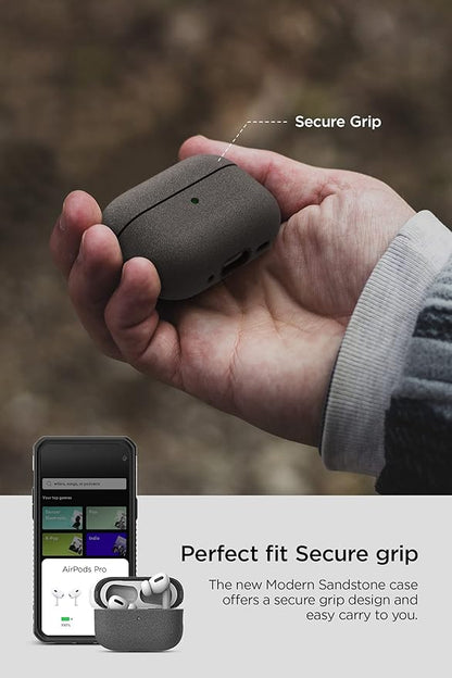 VRS Design Modern for Apple Airpods Pro 2nd Generation & 1st Generation Case (2023/2022/2019) (Sand Stone) [US Patent Registered]