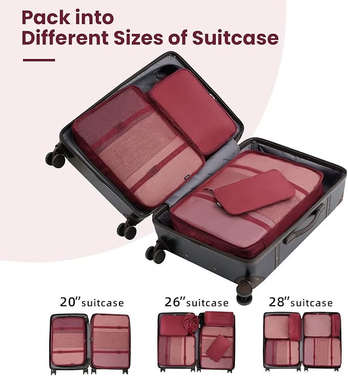 BAGAIL 6 Set/8 Set/10 Set Packing Cubes Various Sizes Packing Organizer for Travel Accessories Luggage Carry On Suitcase