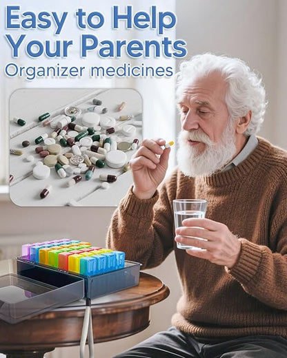 Monthly Pill Organizer 2 Times a Day, FRIWOLE Medicine Box with Portable Weekly Pill Bag, Keychain Pill Case, Pill Cutter and 2 Sticker (Black, 2 Times a Day)