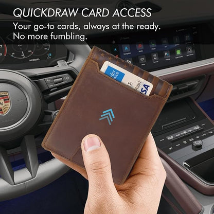 Full Grain Leather Wallet for Men, RFID Blocking, Mens Wallet Bifold with 2 ID Windows, Billfold with 13 Card Slots, Leather Gift for Men, American Flag Wallet Dark Brown