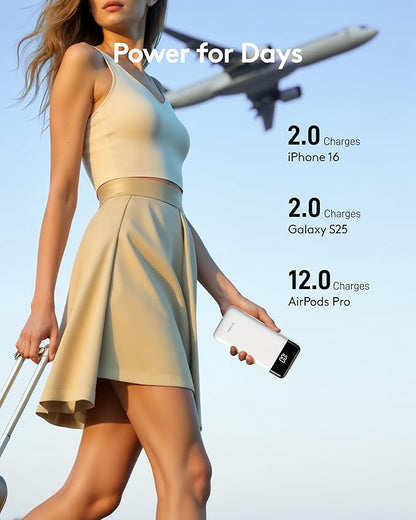 Portable Phone Charger, 10000mAh Portable Charger Power Bank with Built-in Cables, Travel Essential Battery Pack Compatible with iPhone, Samsung, Google, iPads, Tablets, etc