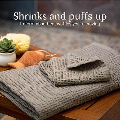 GILDEN TREE Waffle Towels for Bathroom, 100% Cotton Quick Dry Towel, Waffle Bath Towels Large, Absorbent Lightweight Travel Towel, Bath Towels Set of 2, Classic Style (Stone)