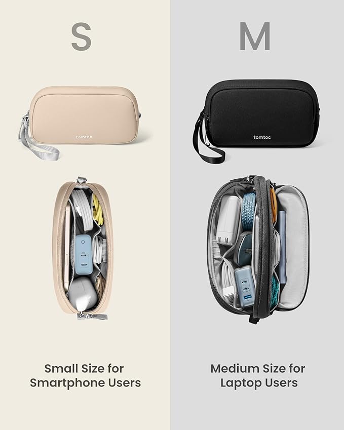 tomtoc Electronics Organizer Travel Case, Water Resistant Travel Bag Cable Organizer for Essentials, Tech Pouch Accessories Carry Storage for Cord, Phone, Cables, Airpods, USB Flash Drive, Daily Items