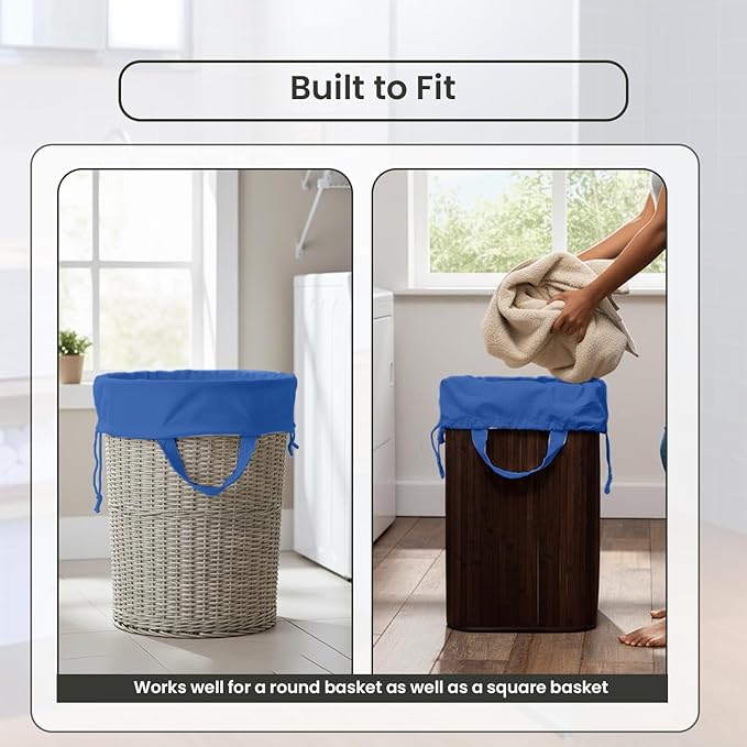 LFH Home Large Premium Cotton Canvas Laundry Bag with Drawstring and Handles Heavy Duty, Multi-Use, and Washable for Home, Travel, College or Storage 28x40 (Pack of 4)-Sky Blue