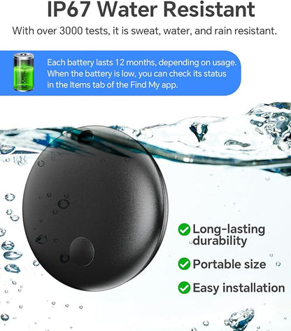 Air Tracker Tag, IP67 Waterproof Bluetooth Tracker, Keychain Finder, Item Locator forBackpacks, Suitcases and Wallets, Cars, Keys and Cameras (Android Only Black-4)