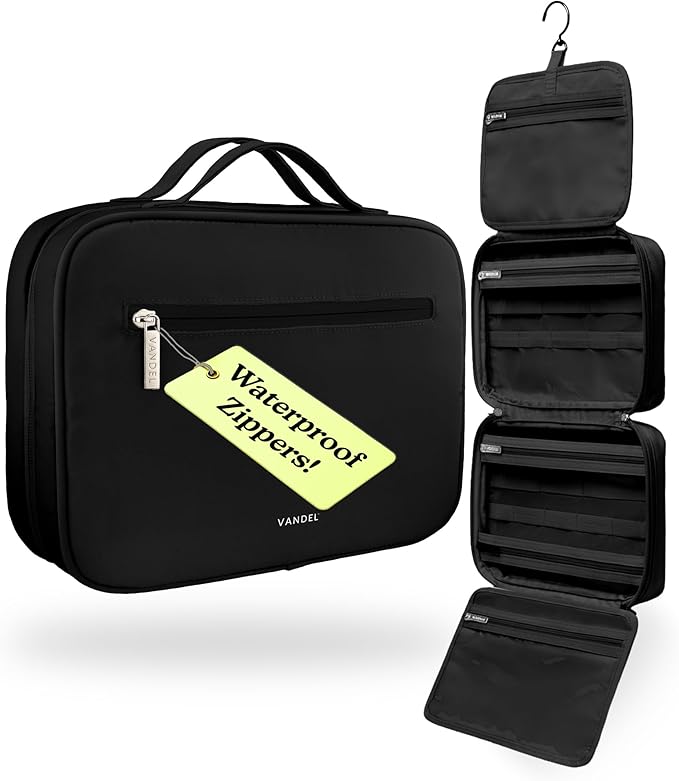 VANDEL Waterproof Hanging Toiletry Bag for Travelling, Hanging Makeup Organizer Bag, Cosmetic Travel Bags for Women Travel Toiletry Bags, Makeup Case Toiletries Organizer Hygiene Bathroom Shower Caddy