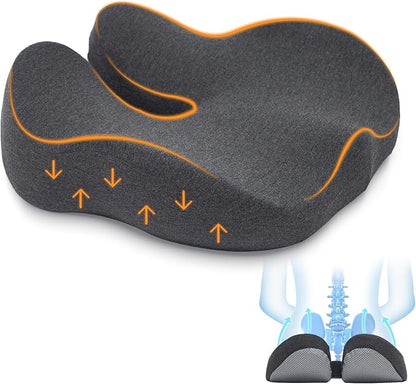 CXC Gel Seat Cushion for Office Chair: 4-Zone Pressure Relief Memory Foam Pad with Cooling Tech - Sciatica Pain Relief Pillow | Desk Chair, Wheelchair, Floor Sitting, Long Driving & Classroom Use