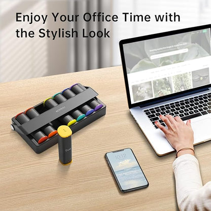 Weekly Pill Organizer 2 Times a Day, KOVIUU Large Travel Pill Box 7 Day, Am Pm Twice Daily Pill Case with Rotatable Handle, Week Pill Holder Container for Vitamin Medicine Supplement Fish Oil, Black