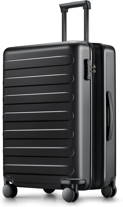 NINETYGO Luggage Sets 3 Piece, Carry On Luggage Airline Approved, Medium Large Checked Luggage with Spinner Wheels, Expandable, Hard Shell PC Suitcase Sets, TSA, 20in/24in/28in (Black, Rhine Max)