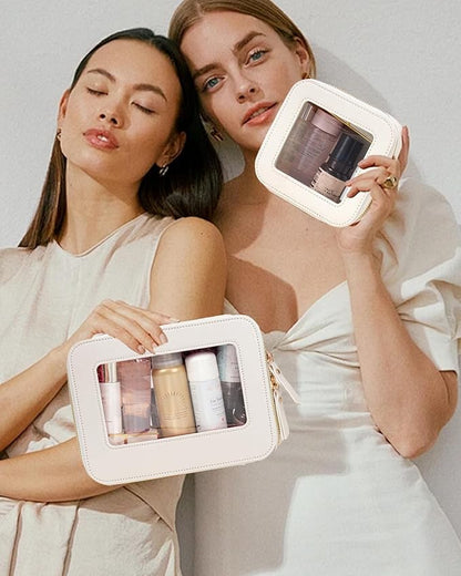 Clear Makeup Bag Set, Travel Makeup Case Clear Cosmetic Travel Bag Small Makeup Organizer Mini Make Up Pouch for Purse Waterproof Toiletry Bag Portable Car Essentials Car Organizer