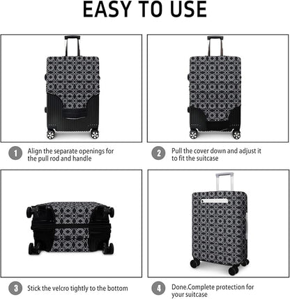 Black Sanskrit Travel Luggage Cover, Travel-Themed Suitcase Protector Stretchable, Washable Travel Suitcase Cover (XL for 29-32 Inch Luggage)