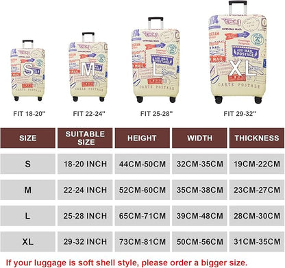 WUJIAONIAO Travel Luggage Cover Baggage Suitcase Cover Protector Skins 18-32 Inch (Stamp pattern A13, L (for 25-28 inch luggage))