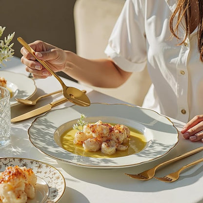 KINGSTONE Gold Silverware Set, 60 Piece Flatware Cutlery Set for 12, 18/10 Stainless Steel Silverware Mirror Polished Dishwasher Safe for Home, Restaurant, Wedding, Party(Gold, 60 pieces for 12)