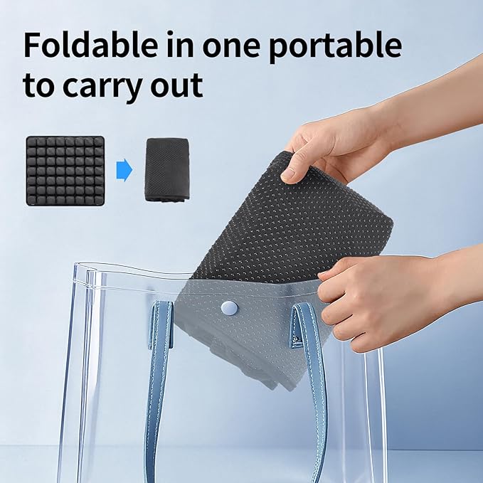 Inflatable Travel Cushion for Airplane and Car - Adjustable Air Pressure Seat Cushion for Long Flights, Office Chairs, and Travel - Portable 17.7x15.7 Inches - Black