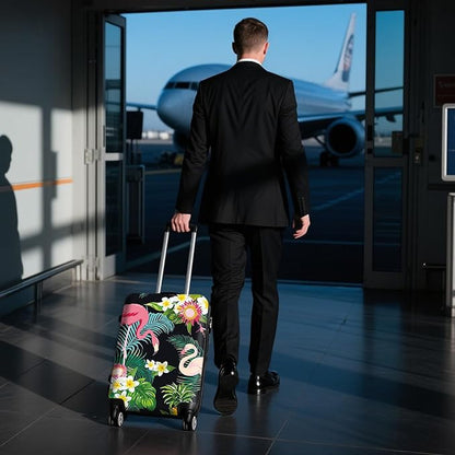 WUJIAONIAO Travel Luggage Cover Baggage Suitcase Cover Protector Skins 18-32 Inch (Flower flamingo, XL (for 29-32 inch luggage))