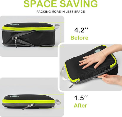 Cipway Compression Packing Cubes, Ultralight Luggage Organizer Bags with Laundry Bags and Clear Toiletries Bag, Travel Essentials for Carry on Suitcase (6 Piece,Black)