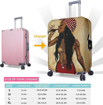 Luggage Cover Protector, Anti-scratch Suitcase Cover, Large, African American Black Girl, Floral Pattern