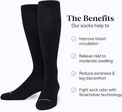 Comrad Nylon Knee High Socks - 15-20mmHg Graduated Compression Socks - Soft & Breathable Support Unisex Socks