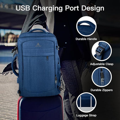 60L Big Capacity Carry On Laptop Backpack Large Travel Backpack for Men, Expandable Water Resistant Overnight Weekender Luggage Gym Daypack Rucksack Traveling Backpack, Traveler Gifts, Blue