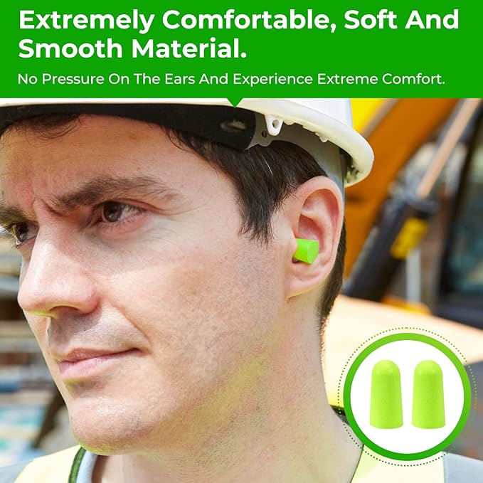 500Pairs Foam Earplugs, 32dB Disposable Noise Reduction Ear Plugs, Hearing Protection Bulk Ear Plugs for Shooting Range, Work, Travel,Concert Green