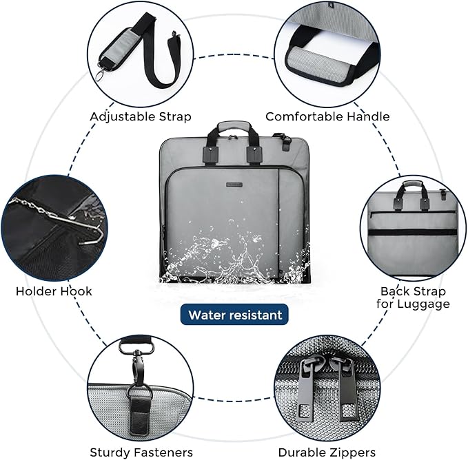 Noozion Garment Bag for Travel Large Carry On Suit Bag Hanging Travel Suit Bags Waterproof Suitcase Luggage Bag for Men Women Business Trips with Shoulder Strap