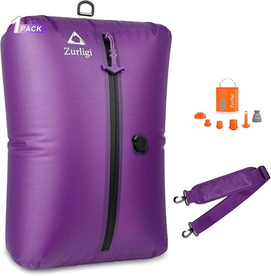 Zurligi Vacuum Bags for Travel with Pump, Vacuum Compression Bag with Adjustable Shoulder Strap, IP67 Reusable Vacuum Packing Cubes for Luggage, Backpack, Suitcase, Yoga, Swim, Beach