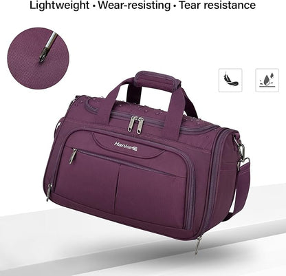 Hanke Underseat Carry On luggage Bags for Travel, Foldable Travel Bags for Women, Soft Lightweight Personal Item Travel Bag Small Carry On Bags for Airplanes, Travel Tote Bags for Women Men.（Purple）