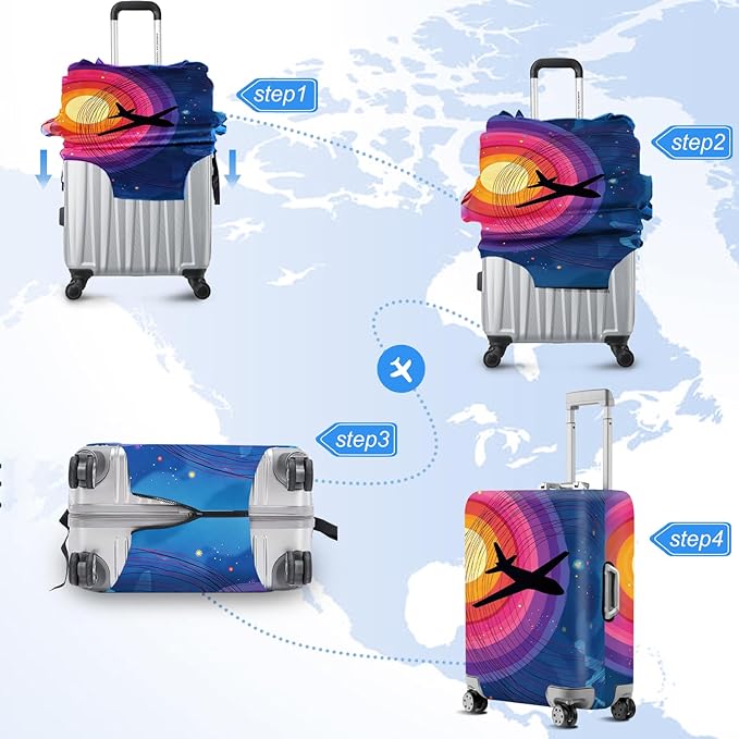 ANNA QUEEN Travel Luggage Cover Suitcase Protector Suitcase Cover Anti-Scratch,Stretchable Bag Cover Washable Durable Polyester with Elastic Hem with Zipper Closure