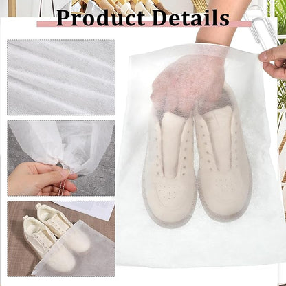 SHENLIU 200 Pcs Dust Proof Shoe Bag Drawstring Dust Bags for Purses Storage Bags for Handbags Non Woven Fabric Handbag Shoe Covers for Packing, Travel, Home Closet Organizer DustCover, 12.2 x 15 Inch