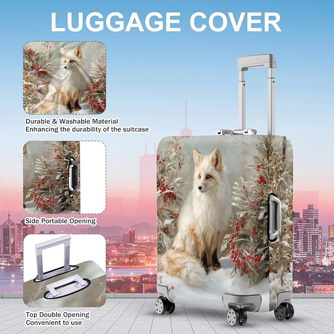 FOREVER QUEEN Gradient Fox Luggage Cover Suitcase Protector Suitcase Cover Anti-Scratch,Stretchable Bag Cover Washable Durable Polyester