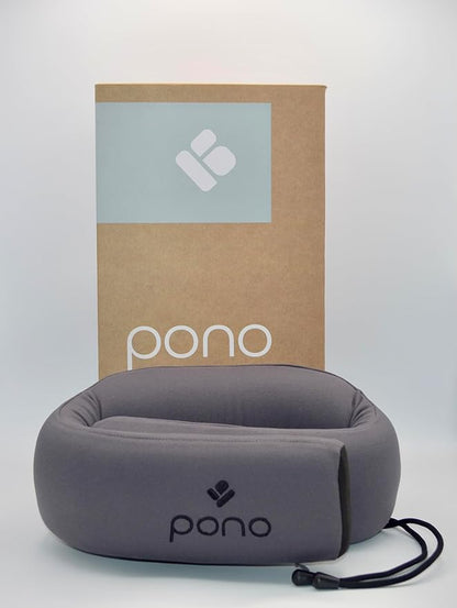 Pono Neck Cradle Travel Pillow (Patented): Memory Foam, Ergonomic 360° Adjustable Support, Prevents Head Nods. Infinity Shape Fits All Adults. Foldable Design for Easy Portability (Twilight Slate)