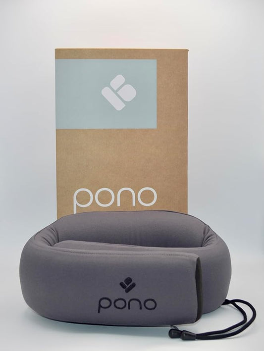 Pono Neck Cradle Travel Pillow (Patented): Memory Foam, Ergonomic 360° Adjustable Support, Prevents Head Nods. Infinity Shape Fits All Adults. Foldable Design for Easy Portability (Twilight Slate)
