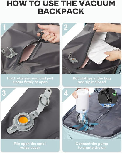 coofay Vacuum Backpack Travel with Pump Vacpack Travel Backpack with Vacuum System Mochila de Viaje Compresion al Vacio Easyvacpack Airbag Backpacks for Traveling Carry on Luggage