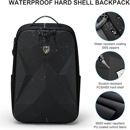 FENRUIEN 17 Inch Laptop Backpack for Men,Waterproof Anti Theft Computer Backpack with USB C Charging Port,Hardshell Gaming Laptop Bag,Black