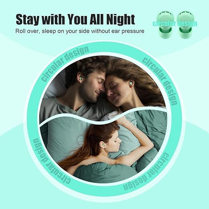 Ear Plugs for Sleeping Noise Reduction, Beinkap Reusable Earplugs Hearing Protection for Focus, Study, Work – 6 Pair Eartips in S/M/L – Flexible Silicone Soft – 35dB Noise Cancelling - Green