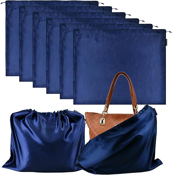 GONGKANGYUAN 6 Pack Dust Bags for Handbags – Silk Drawstring Storage Pouch, Dustproof Travel Organizer for Purses, Shoes & Boots